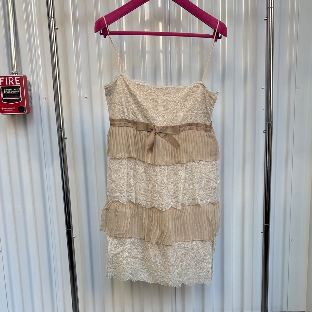 Blumarine Cream and Tan Lace Dress